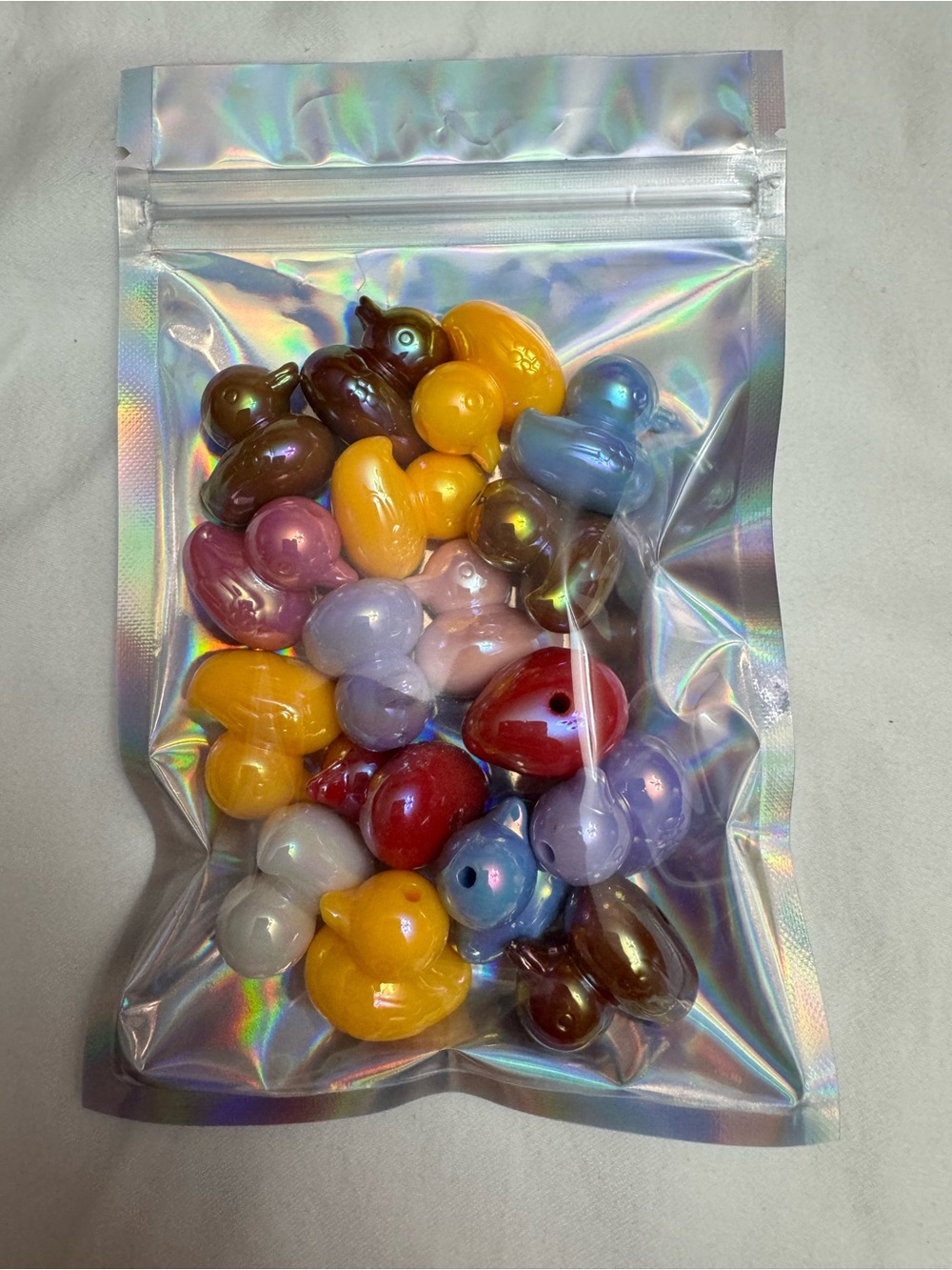 Bag of Acrylic Colorful Mini Duck Beads- Multicolor